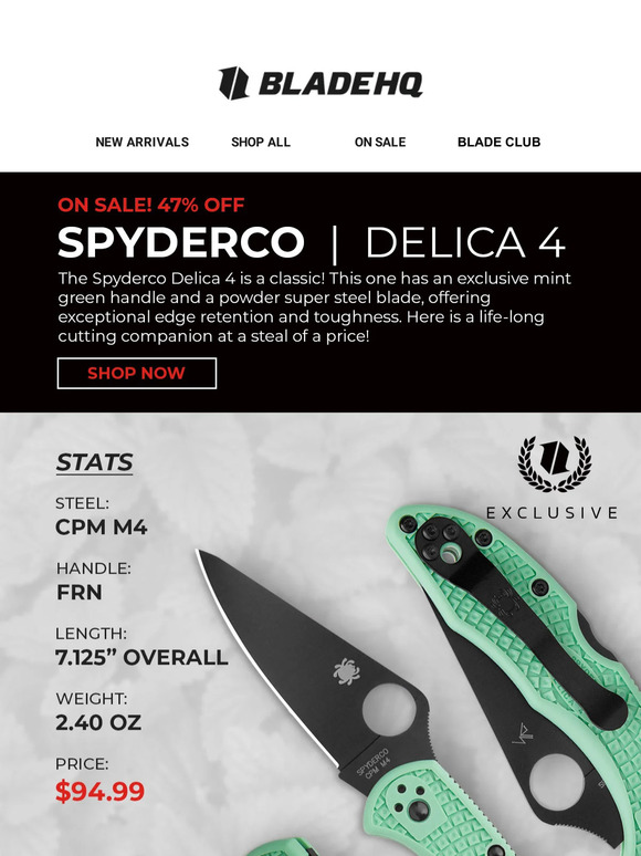 Blade HQ Source Spyderco Delica 4 Minty Green Exclusive With M4