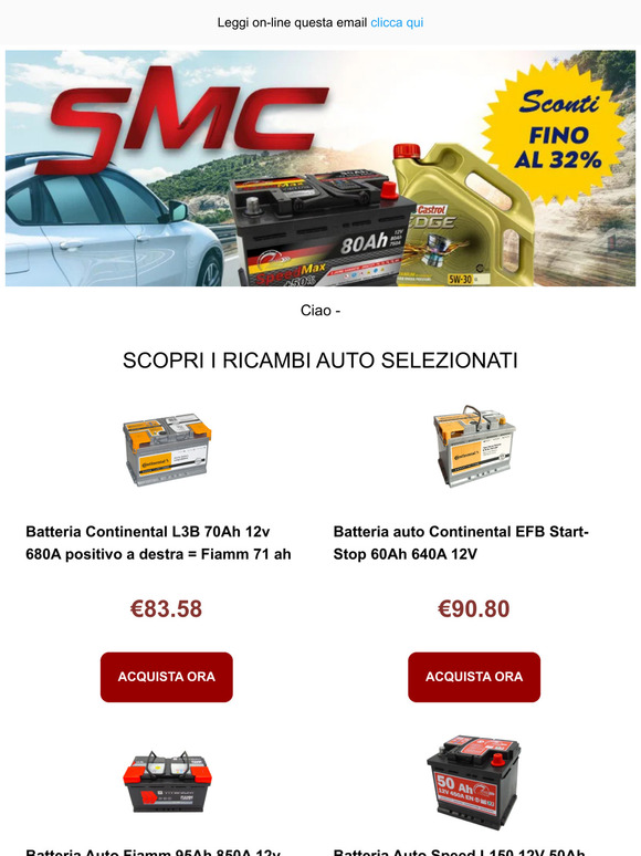 Batteria CONTINENTAL EFB Start&Stop 70Ah 760A - Ricambi auto SMC