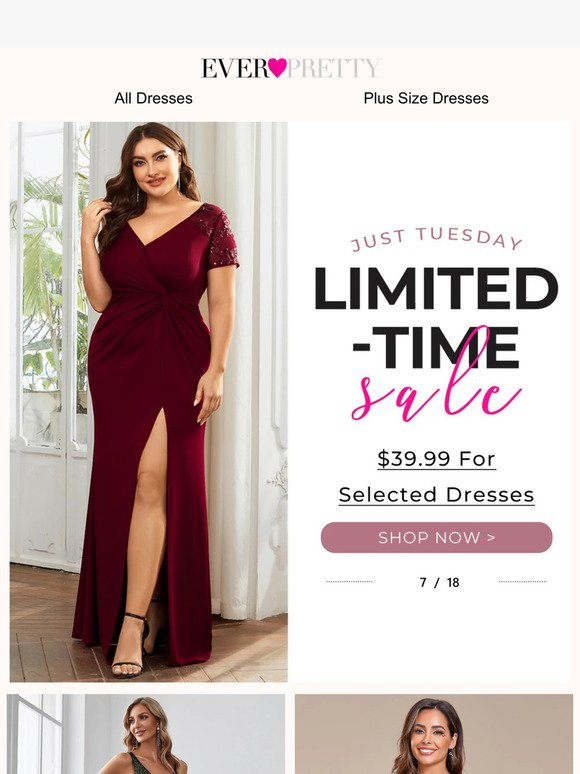 Just Tuesday:$39.99 For Selected Dresses