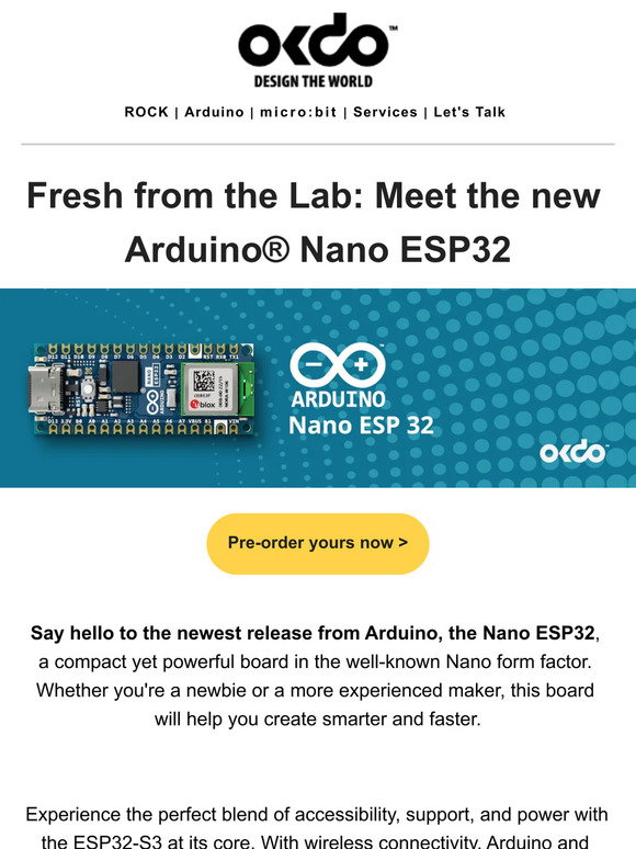 Arduino Nano ESP32 with Headers - OKdo