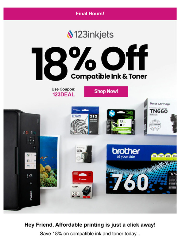 Last shopping day, then this 18% Off Ink deal will be gone!
