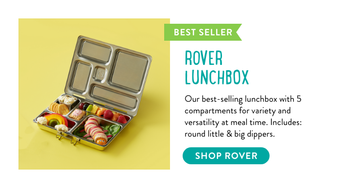 Text: Rover lunchbox, our best selling lunchbox with 5  compartments.