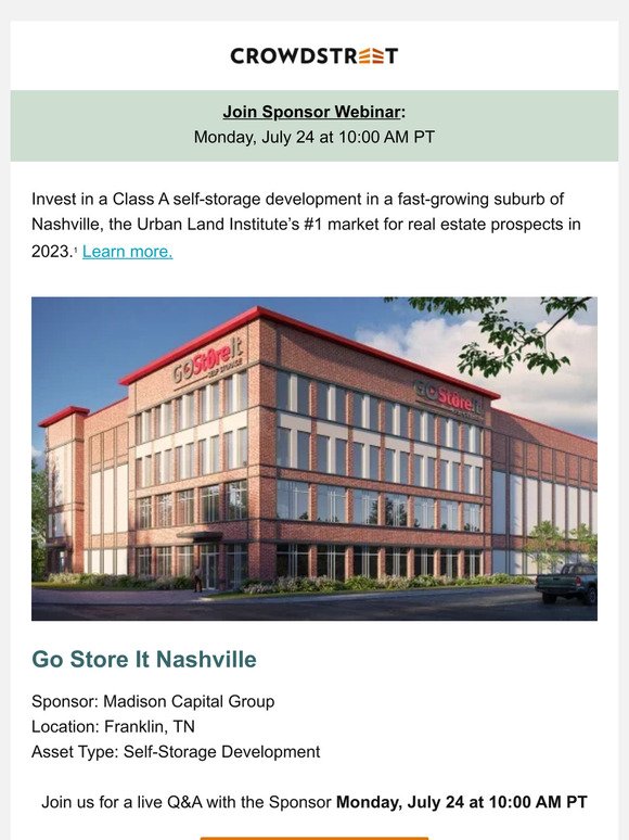New Offering | Nashville Self-Storage Development in Fast-Growing Suburb