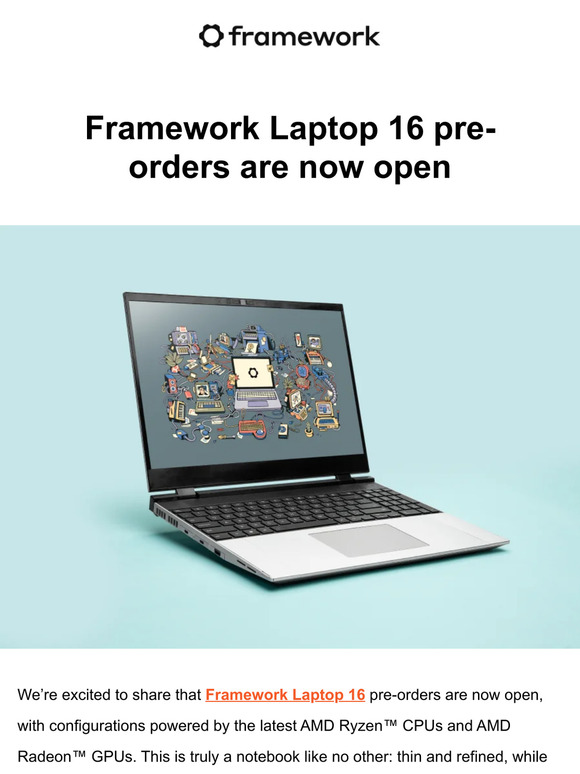 Framework Laptop 16 pre-orders now open!