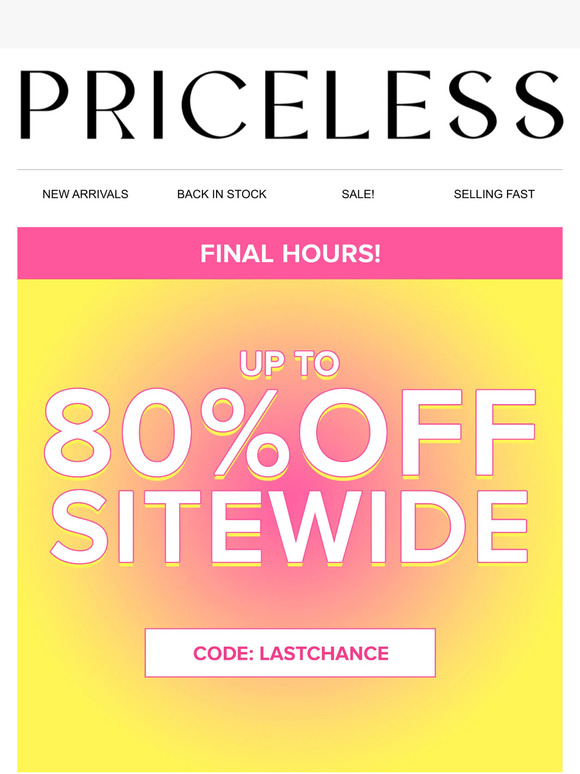 up to 80% OFF SITEWIDE until midnight! ❤️