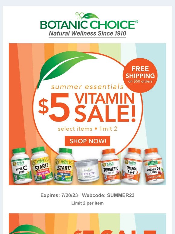 $5 Vitamin Sale, Limited Time Only!