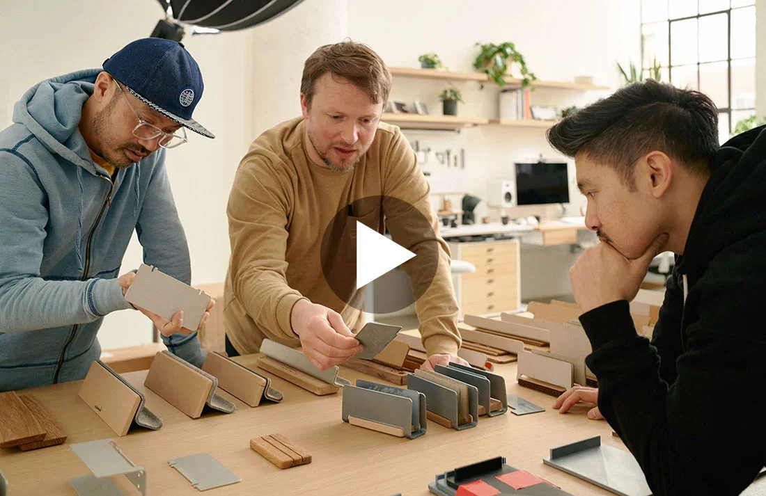 Video still from behind the scenes of the prototyping process.