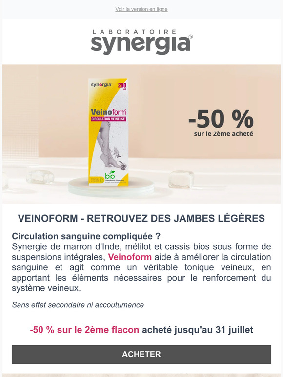 ☀️ -50 % sur Veinoform, livraison offerte tout l'été !