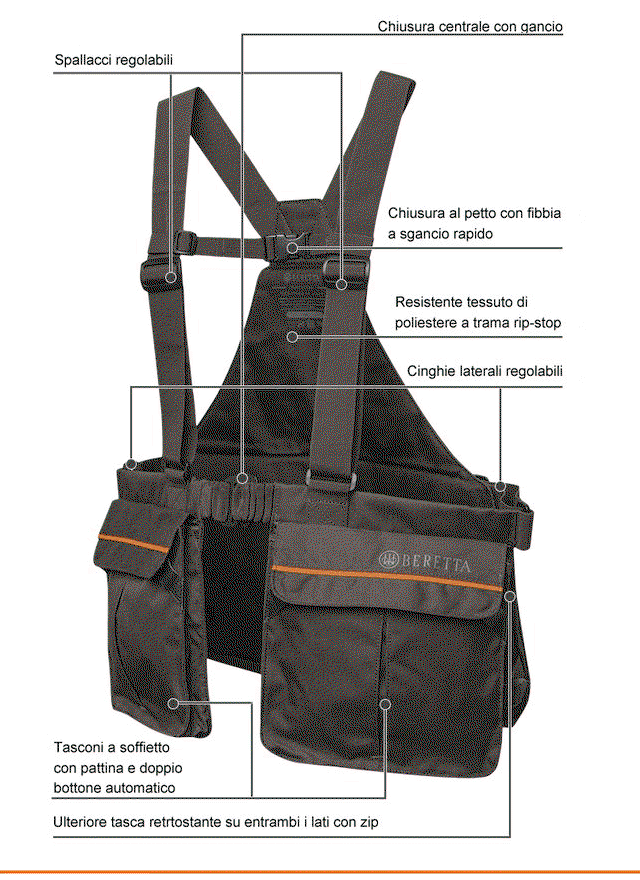 Beretta Outlander Strap Vest, Brown Bark & Orange #GU425T228008C4 - Al Flahertys Outdoor Store