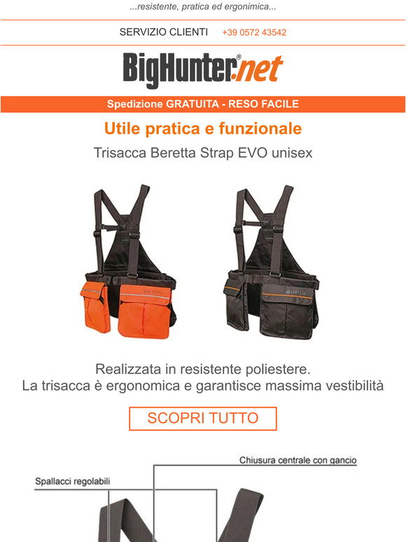 Trisacca Beretta Strap Evo - Gilet De Chasse Et Trekking Unisexe, Orange Et Marron, Neuf