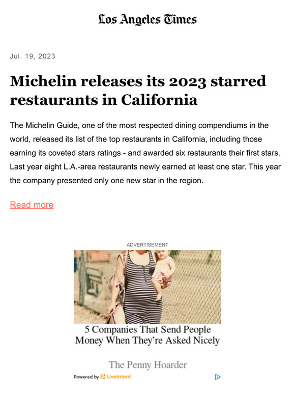 Los Angeles Times Michelin releases its 2023 starred restaurants in