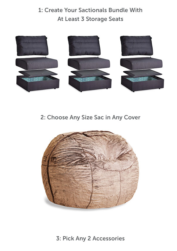 LoveSac Sactionals + Sac + Accessories = The Total Comfort Package