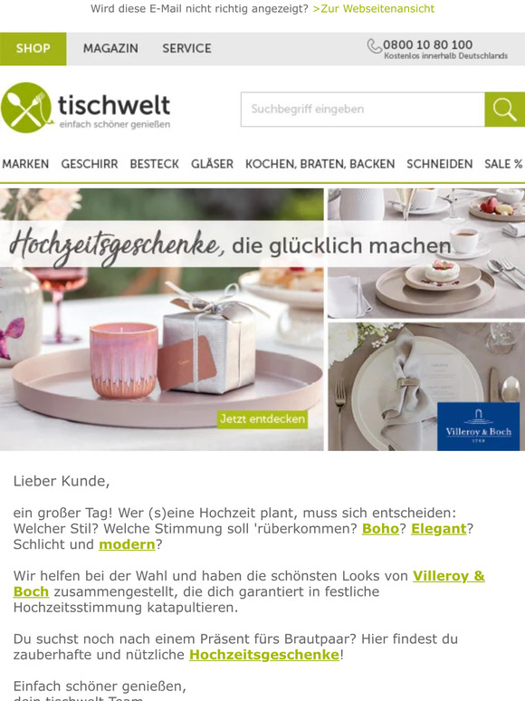Villeroy & Boch: 3 besondere Hochzeitstrends