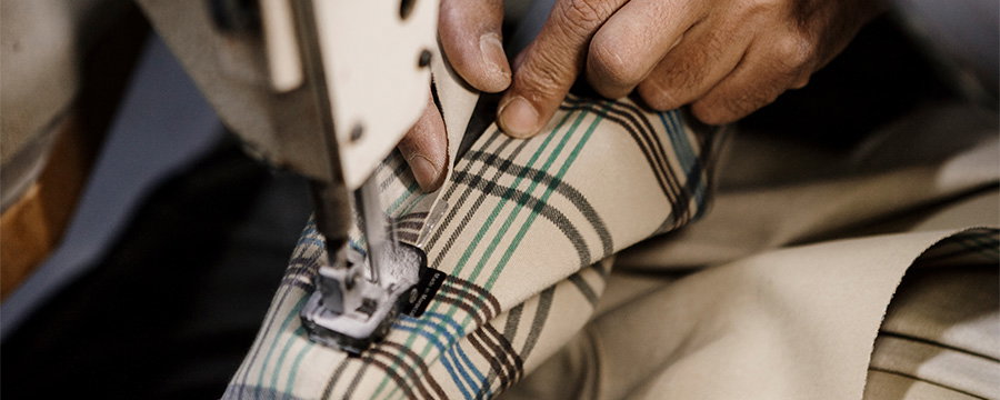 Picture of lining being stitched