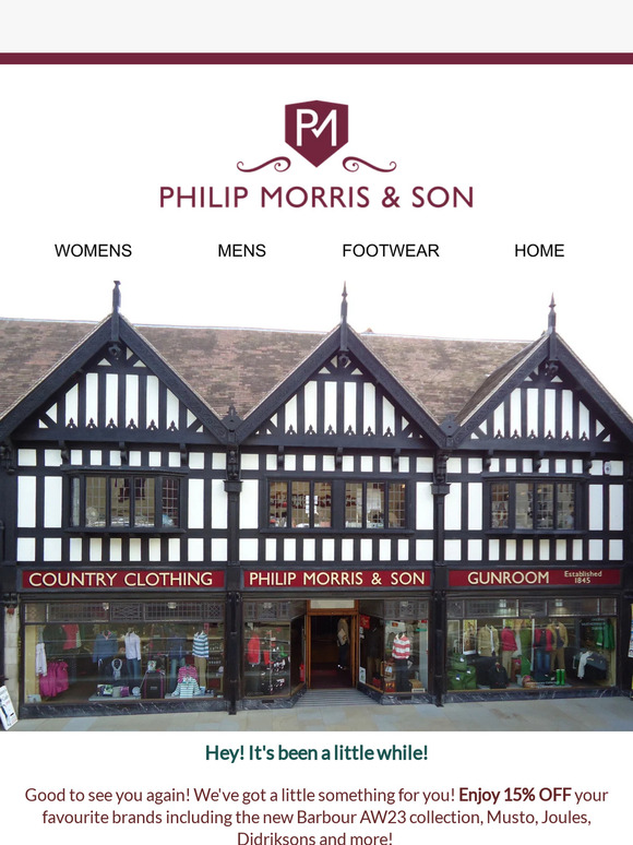 15% OFF at Philip Morris & Son! ⚡