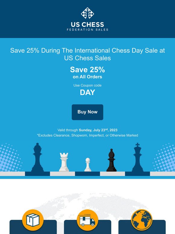 Save 25% During The International Chess Day Sale at  US Chess Sales