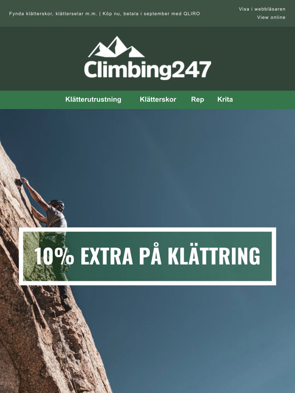 10% extra på klättringsutrustning