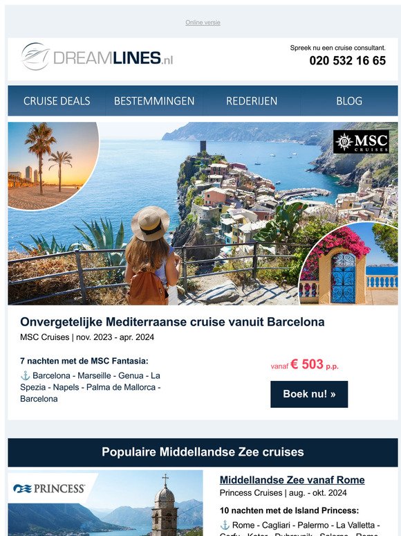 Ontdek de pracht van de Middellandse Zee: cruises vanaf €503,- p.p.!