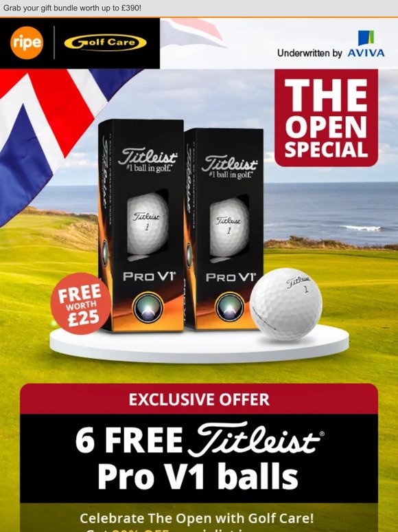 The Open is here! Get 6 FREE Titleist Pro V1s