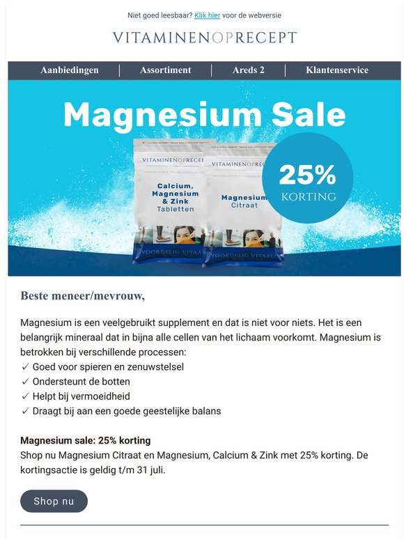 25% korting op magnesium