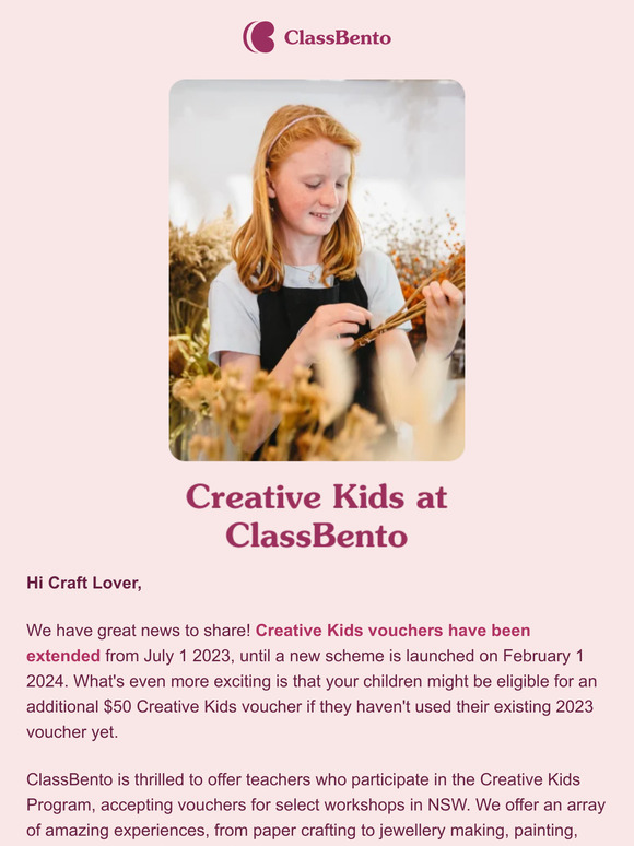 We’re accepting Creative Kids vouchers! 👩‍🎨🎭