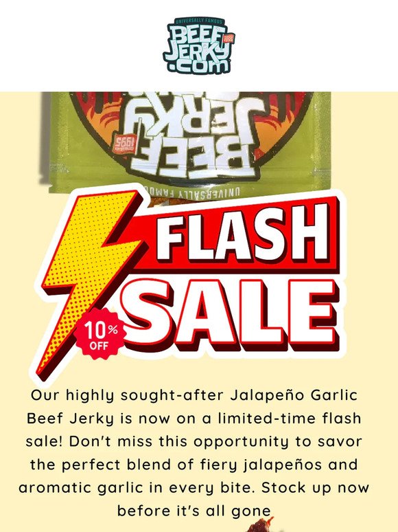 🔥 FLASH SALE: Last Chance to Snag Jalapeño Garlic Jerky!