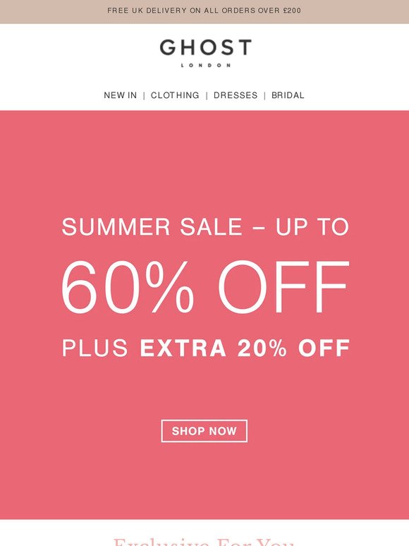 Exclusive For You | Extra 20% Off Sale