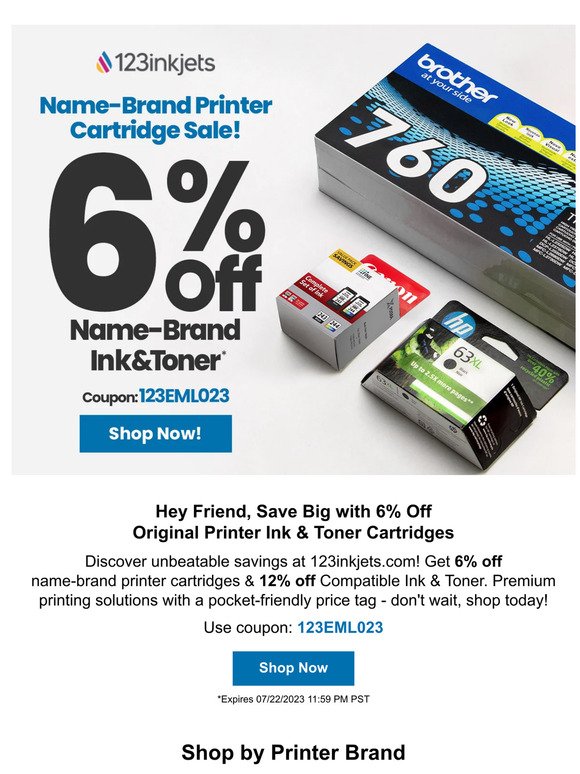 Upgrade Your Printing Experience with 6% Off Name Brand Printer Cartridges!