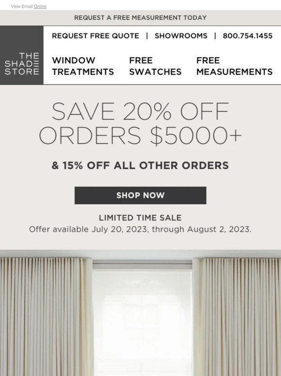 Sale Starts Now: Save 20% Off Orders $5000+