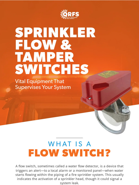 Quick response fire supply sprinkler safety flow tamper switches