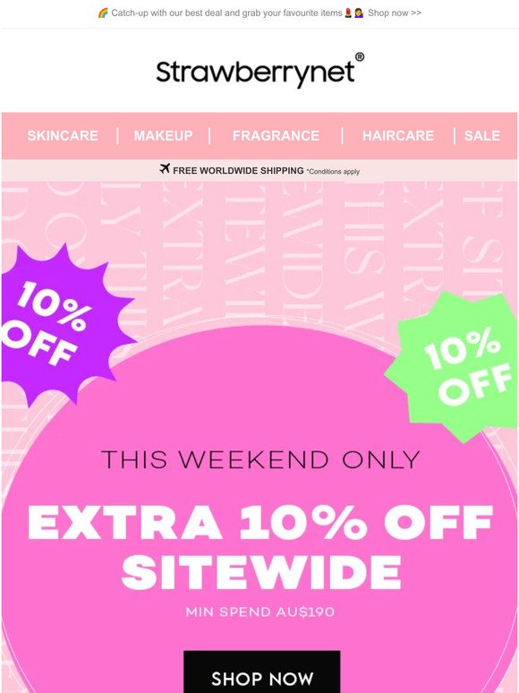 🍓Highlight of the Week ✨Weekend Only! Sitewide Extra 10% off