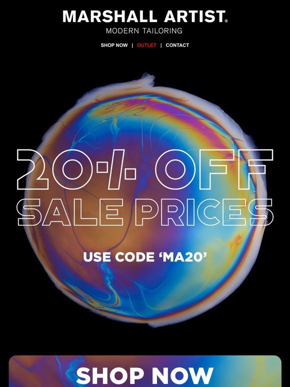 20% OFF SALE PRICES - USE MA20