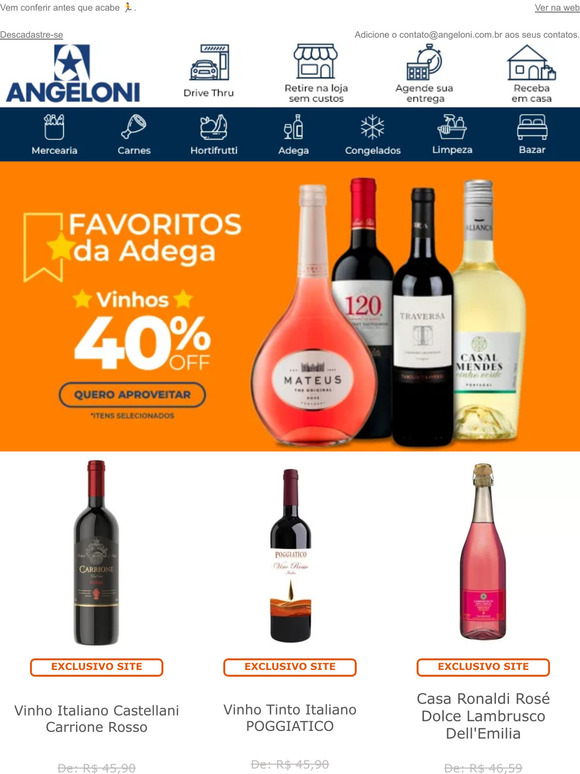 Viu isso? ﻿﻿﻿👀 +50 Vinhos Italianos com 40% OFF