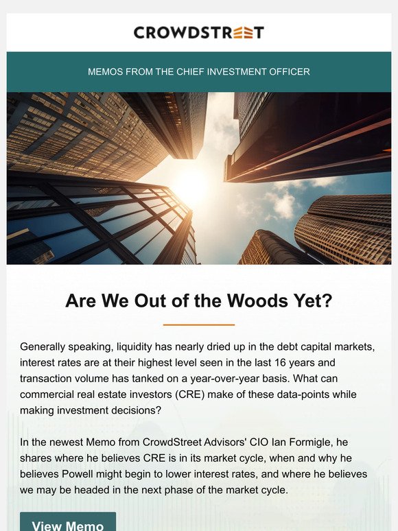 New Memo from CIO Ian Formigle: Are We Out of the Woods Yet?