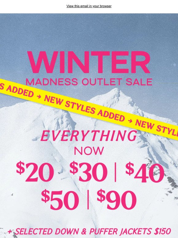 💥 WINTER MADNESS OUTLET SALE 💥