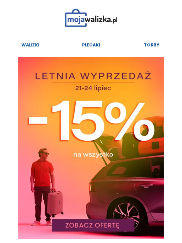 Teraz nawet -15% na wszystko! Odkryj letnią wyprzedaż. ⌛✈️