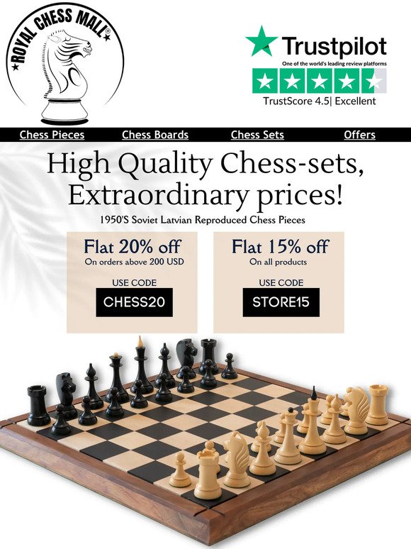 High Quality Chess-Sets, Extraordinary Prices! |  Royal Chess Mall® | Use Code: CHESS20