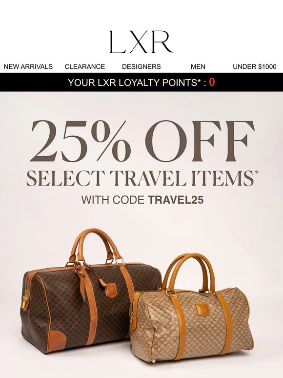 25% off select travel items