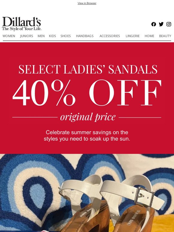 Select Ladies' Sandals: Save 40% Off Original Price