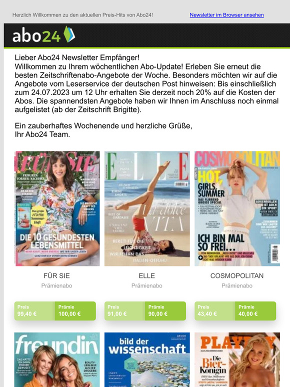 Abo Wochen-Highlights & letzte Chance