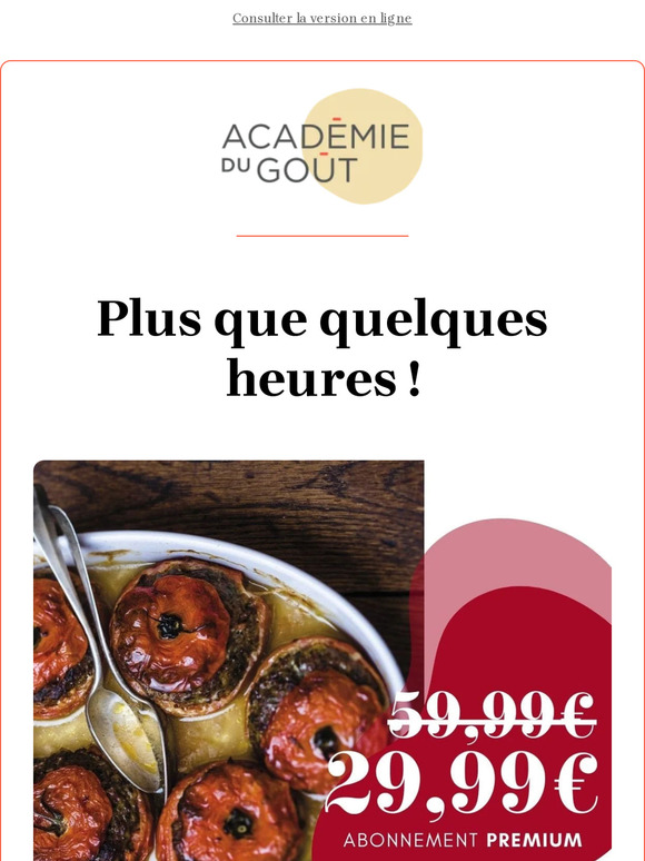 Economisez 30 euros sur l'abonnement Premium à l'Académie du Goût !