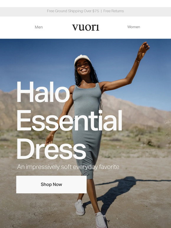 vuori long sleeve halo essential dress Vuori Long-Sleeve Halo Essential Scoop Shirt - Women's