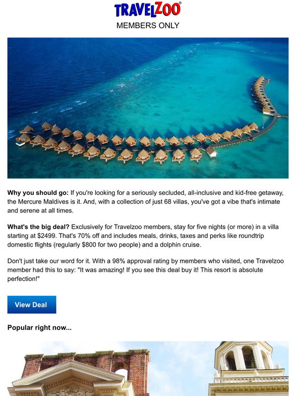 travelzoo 2499—Maldives memberfavorite allinclusive trip for 2 Milled