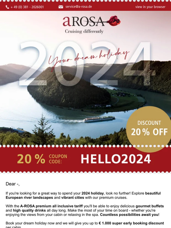 Don't Miss Out – 20% Exclusive A-ROSA Voucher! 🌹