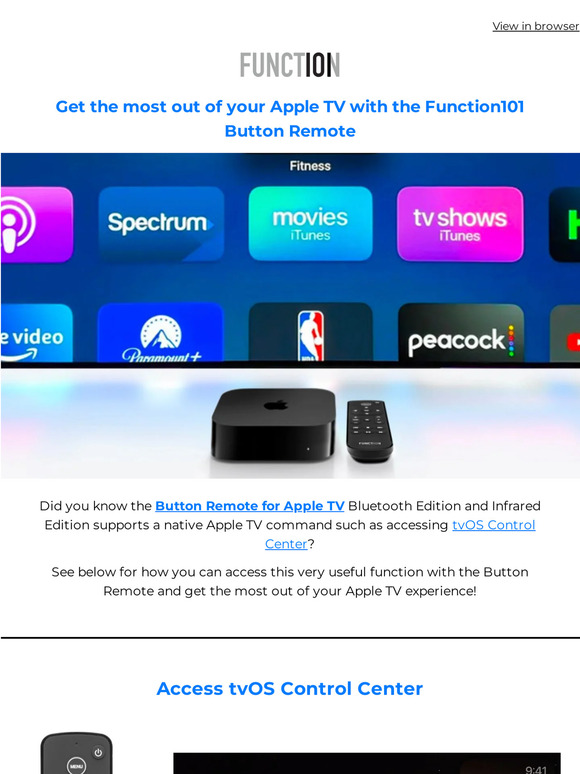 Apple TV Button Remote Helpful Tip - Connect your AirPods with Control Center!