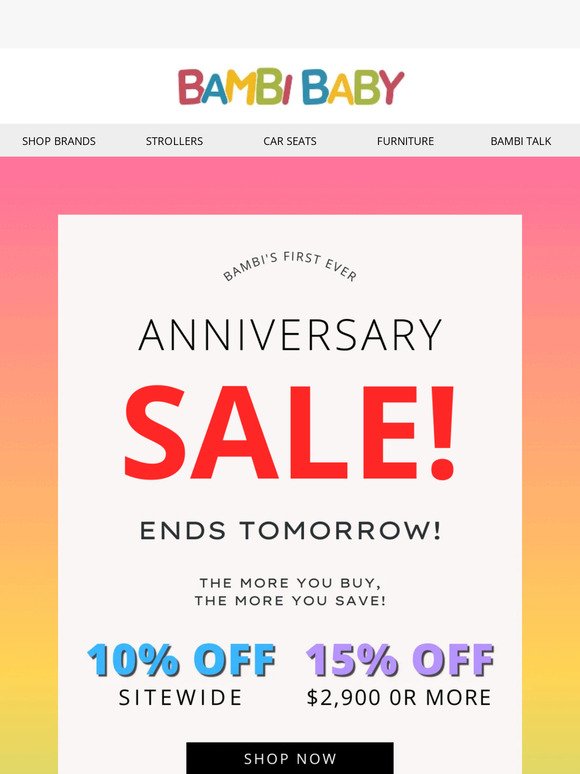 🚨 LAST HOURS! ANNIVERSARY SALE ENDS TOMORROW!