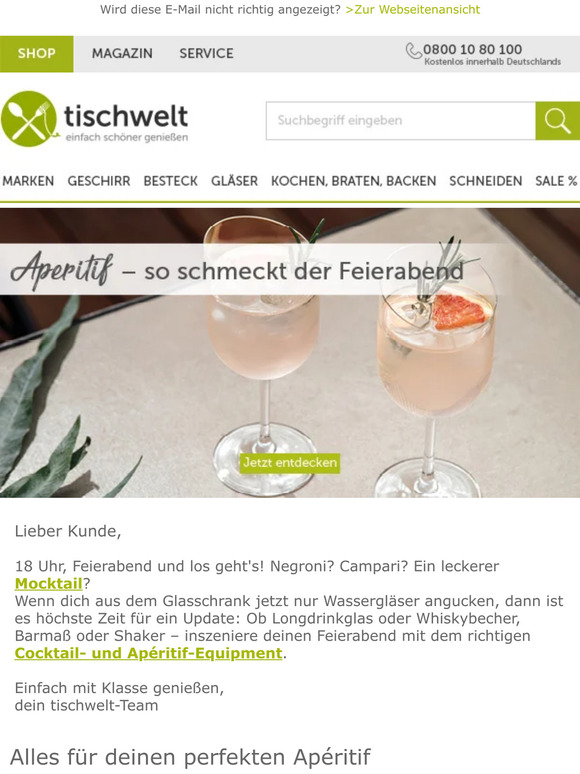 Apéritif und Co: Gläser und Cocktailzubehör