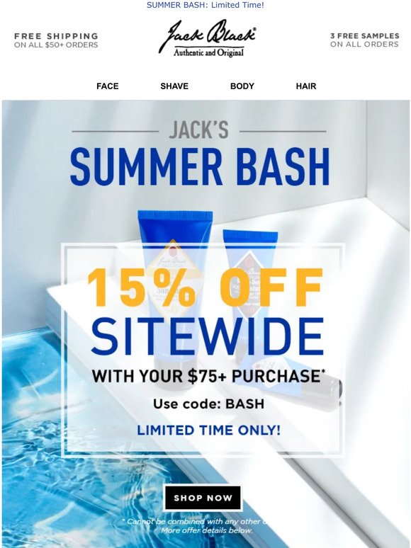 Hot Summer Bash: 15% off sitewide