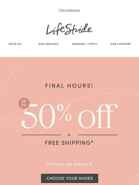 ENDS TODAY! Up to 50% off + Free shipping