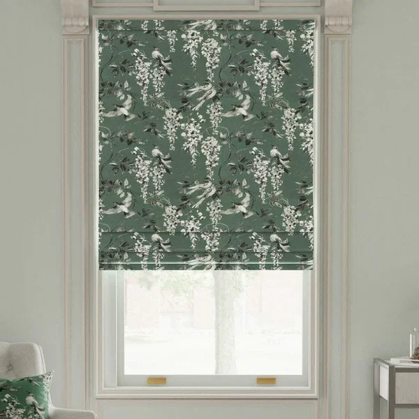 Image of Linda Barker Wisteria Made To Measure Roman Blind Sage-Grey